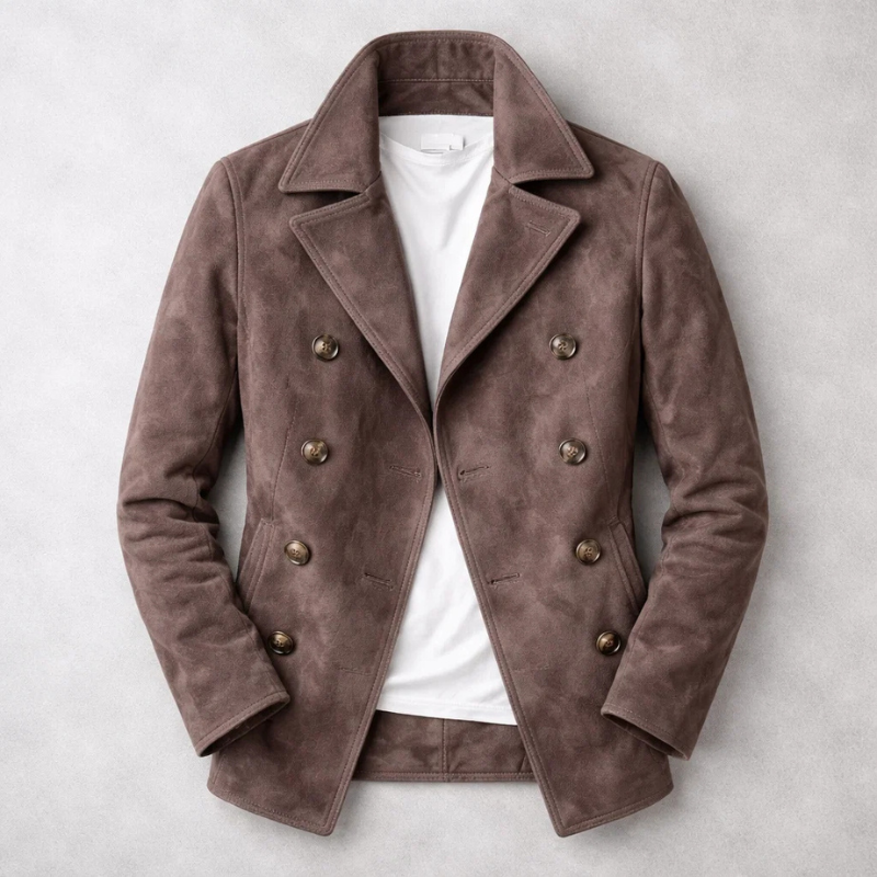 Alexis | Classic Cut Suede Pea Coat